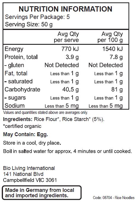 Rice flour*m ruce starch* (5%), (*certified organic)