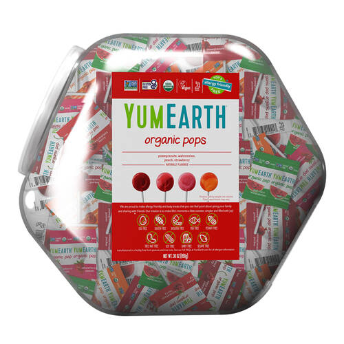 Organic Assorted Lollipops Counter Tub 850g/125+ lollipops